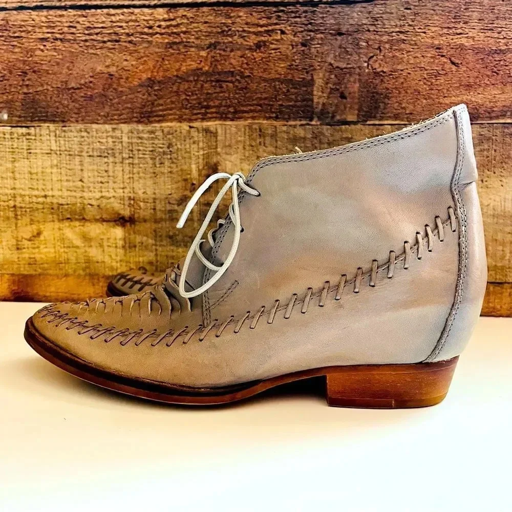 Anthropologie Latigo Mist Gray Astro Leather Bootie